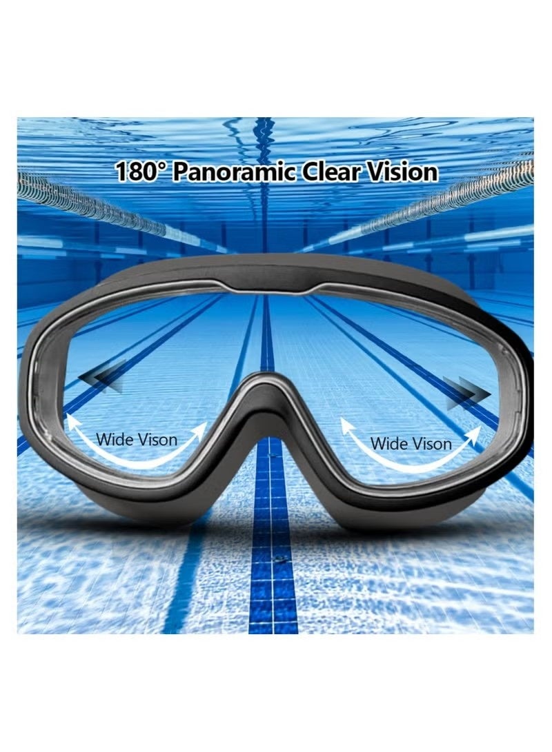 Uliova Anti-Fog & No-Leaking Swim Goggles - 180° Panoramic Clear Vision, UV Protection, for Adults, Men, Women & Youth, with Earplugs & Goggle Case, Black - Image 5